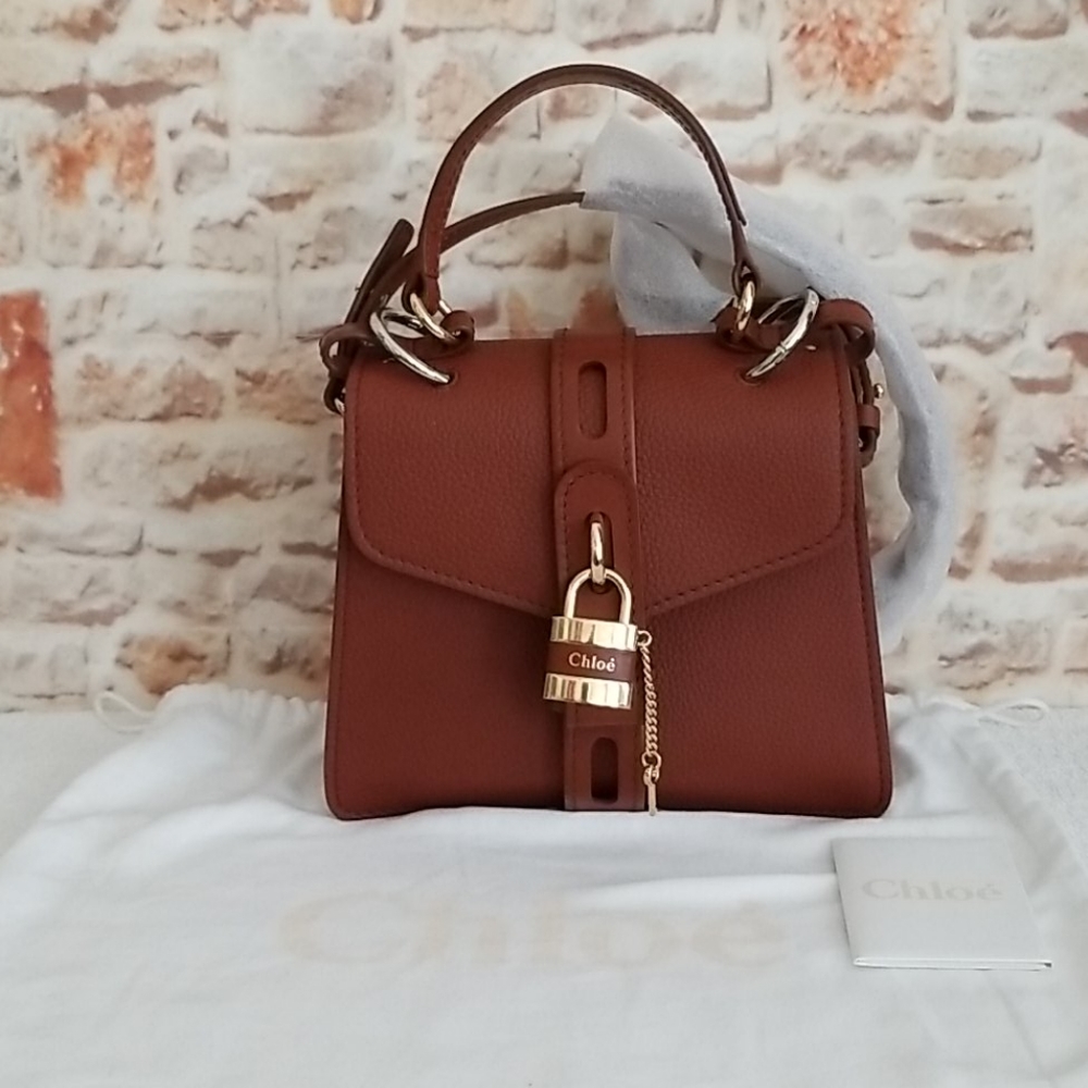 New Chloe Aby Mini Lock & Key Top-Handle Bag - Picture 1 of 15
